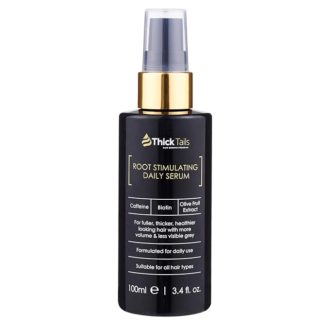 ThickTails Hair Growth Serum for Women with Biotin and Caffeine, Leave In Root Stimulating Scalp Serum, Lightweight Hair Thickening Treatment for Thinning Hair and Fuller Looking Roots, 3.4 fl oz