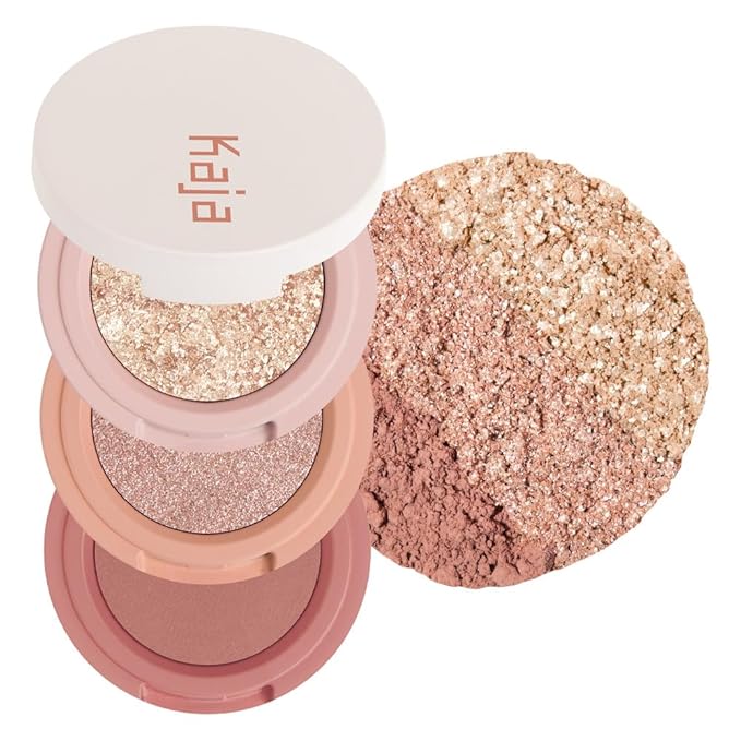 Kaja Beauty Bento Collection - Bouncy Eyeshadow Trio | 16 Peach Madeline | Nude Peach Tone | Vegan, Cruelty free