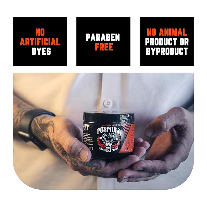Formula 13 Pomade for Men - Medium Hold Water Based Mens Hair Gel and Hair Wax - Mens Hair Pomade, Hair Gel for Men, and Hair Clay that has a Warm Masculine Fragrance, Great Slick Back Hair Products