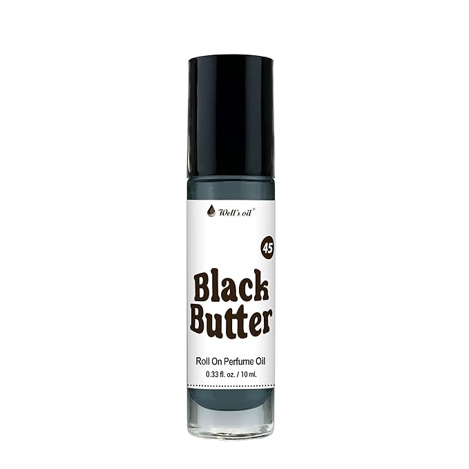 Well's Oil Roll-On Perfume Oil (Black Butter) | Long-Lasitng | Paraben-Free | 0.33 Fl Oz / 10 ml