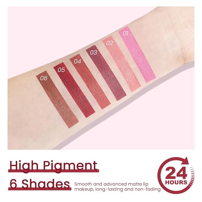 Bright Red Lip Stick,Matte Cream Lipstick Set for Women,Long Lasting Waterproof Smudge Proof Velvet lipsticks Crayon,Lip Makeup Kit Travel Size,Vegan & Cruelty-free (Pack of 1)