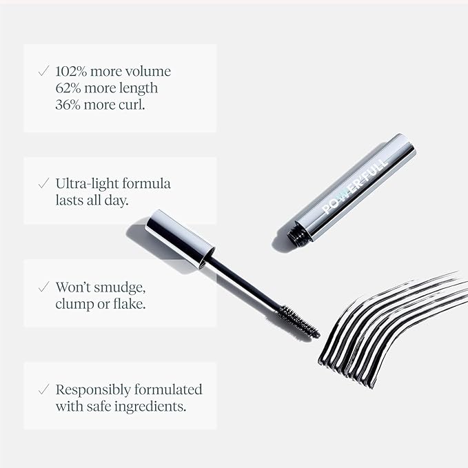 Wonderskin Mascara - Black Mascara for Volume, Length, and Curl - Lengthening, Volumizing & Smudge Proof Lash Makeup