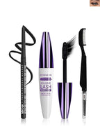 Black Waterproof Colored Mascara&Eyeliner,5D Fiber Mascara for Eyelashes Volume and Length, Smudgeproof Color Waterline Gel Eye Liner Pen Lengthening Curling Máscara Women Party Stage Use Makeup Gift