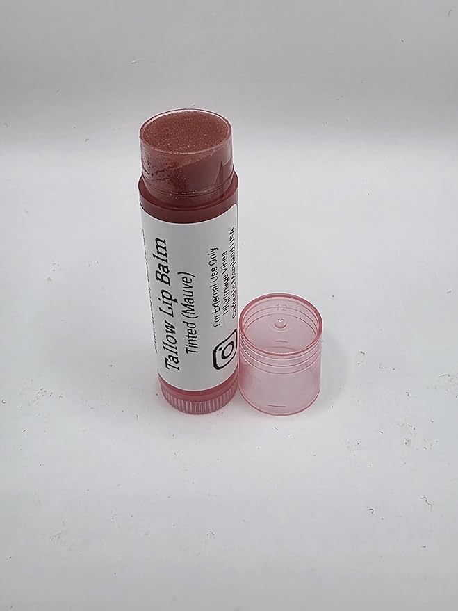 Tallow Lip Balm (3 Pack) (Tinted Mauve) Handmade Grass Fed Beef Tallow Lip Balm with Nourishing Oils