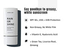 RAIN OR SHINE Anti Aging Face Sunscreen SPF 50 for Clear Skin w/Green Tea, Hyaluronic Acid, Vitamin E Oil, Ginseng Extract, Licorice Root, SPF Moisturizer for Face & Body Cream 2.03 Oz, Unscented, 2Pk