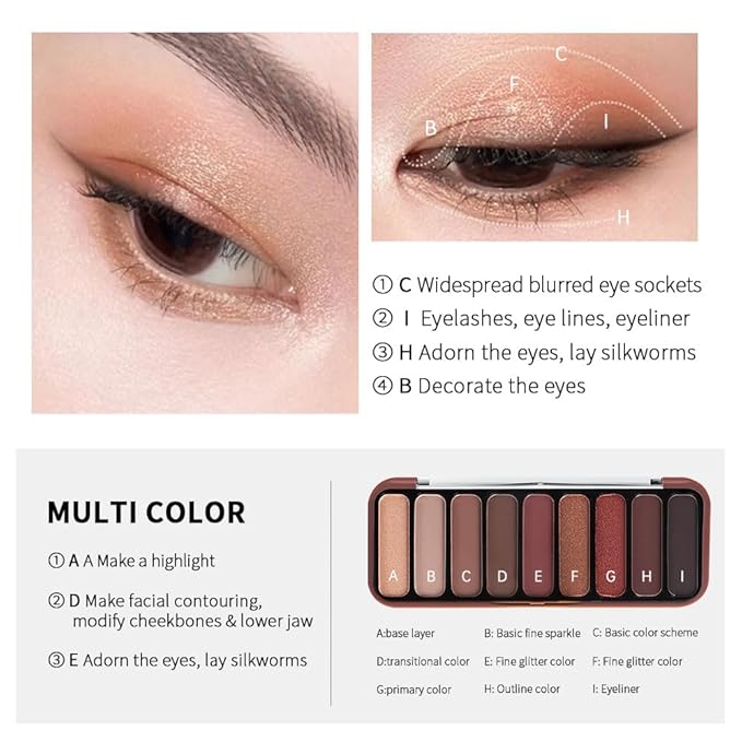 Rosy Brown Eyeshadow Palette for Mature Eyes – 9 Matte & Shimmer Shades in Taupe Nude, Dusty Rose, Copper Rose & Plum Brown, High Pigment & Blendable Daily Natural to Soft Smokey Looks