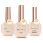 MelodySusie Top Coat Nail Glue Base Coat No Wipe Glossy Set Long Lasting Shine Finish Soak Off UV LED Nail Lamp Nail Art Design Manicure Kit Perfect Gifts for Women Girls 3 Pcs 15ml Clear