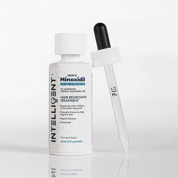 Intelligent Minoxidil | Fast-Drying, No-Grease | Extra Strength 5% Topical Hair Regrowth Treatment For Men | 2 fl oz (60 ml)