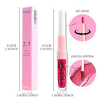 Kaely 2-in-1 Bright Red Metallic Lipstick and Lip Liner Makeup, Shimmer Liquid Metallic Lipsticks for Women, Glitter Lip Gloss Stain Long Lasting Waterproof Smudge Proof 24 Hour, Cruelty-Free 25