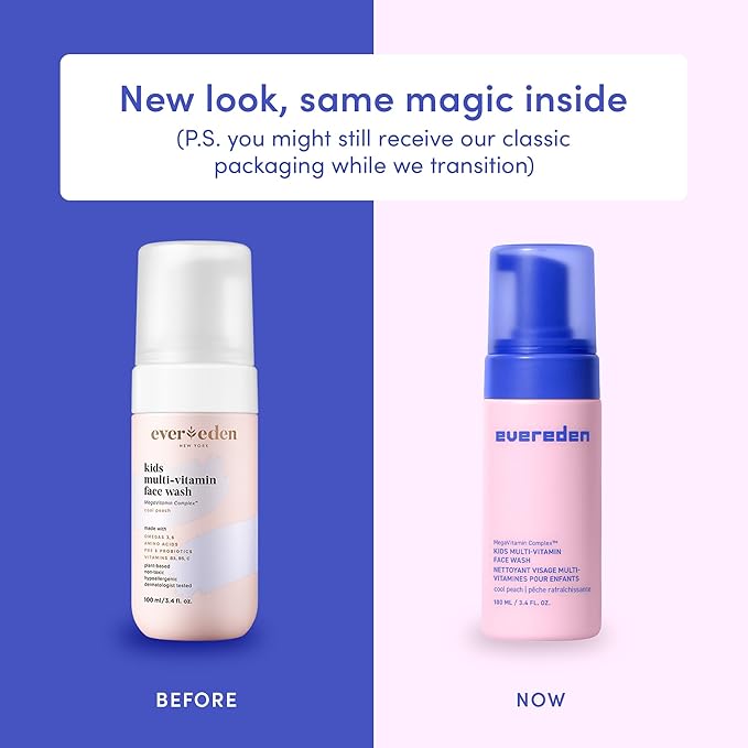 Evereden Kids Face Wash: Cool Peach, 3.4 fl oz. | Gentle Skin Care | Non-toxic and Clean Ingredients | Multi-Vitamin Skin Care for Kids | Pack of 2