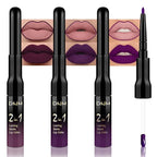 3Pcs 2 in 1 Burgundy Red Black Dark Purple Matte Lip Liner and Liquid Lipstick Stain Makeup Set for women, Long Lasting Smudge Proof Lip Tint Matte Finish Lip Gloss for All-Day Color Hold, Set28