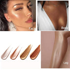2 Pack PHOERA Shimmer Body Lotion, High Gloss Waterproof Glitter Face Body Luminizer Oil Highlighter Makeup .104# Sparkle Pink&105# White moonbeam