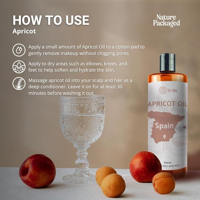 Nature Packaged Apricot Kernel Oil - Direct from Spain and Turkey - 100% Pure Carrier Oil for Hair, Face, and Skin - Cold-Pressed Carrier Oils (4 Gallons)
