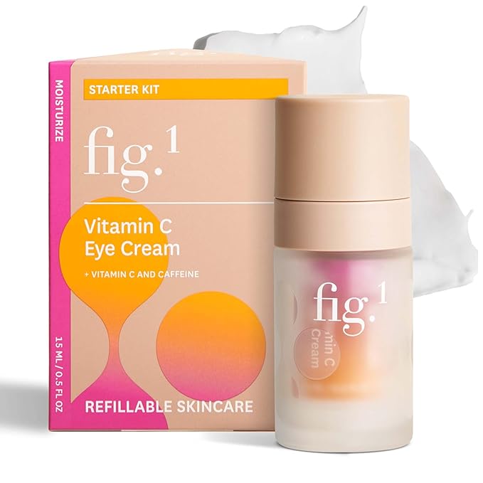 Fig.1 Vitamin C Eye Cream for Dark Circles, Puffiness & Wrinkles | Under Eye Cream for Women & Men | Glowing Eye Treatment | Refillable Anti Aging Moisturizer for Fine Lines
