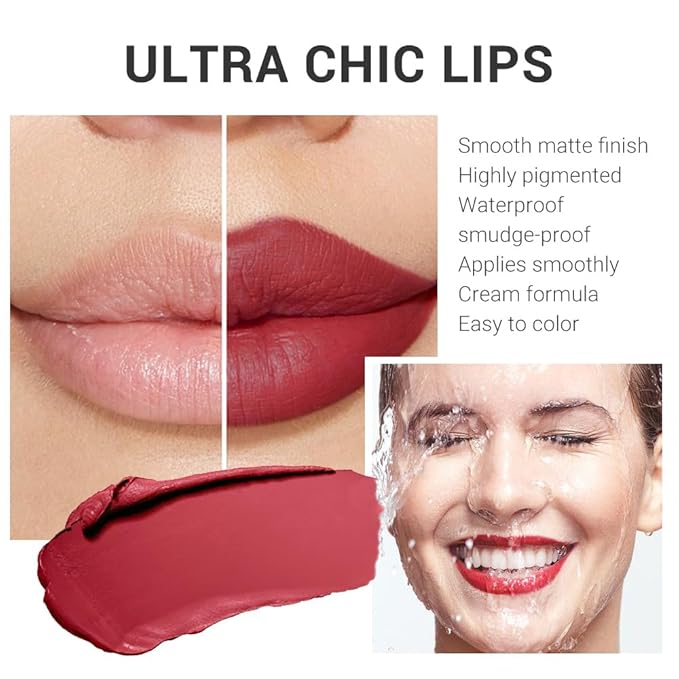 Bright Red Lip Stick,Matte Cream Lipstick Set for Women,Long Lasting Waterproof Smudge Proof Velvet lipsticks Crayon,Lip Makeup Kit Travel Size,Vegan & Cruelty-free (Pack of 1)