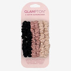 Satin Scrunchies, 6 Pack, Reduces Hair Breakage, Prevents Frizz, Smooth Texture (Black/Rose/Light Pink)