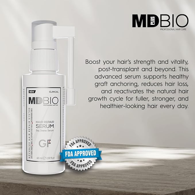 MD PLUS BIO Hair Repair Serum - Thicker, Fuller, Hair Loss and Thinning Treatment Serum - Women and Men Hair Care Products Spray - All Hair Types - 2.02 Fl oz (60 ml)