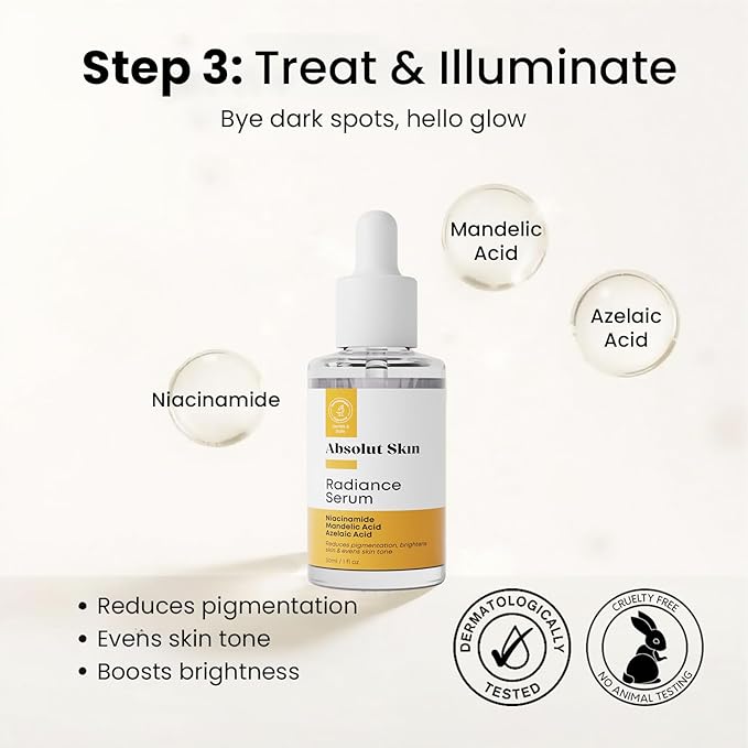 Radiance Bundle – 5-Step Advanced Brightening System – Complete Skincare Kit with Face Wash, Gel, Cream, Serum & SPF Moisturizer