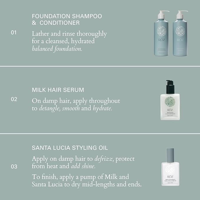 RŌZ Milk Hair Serum - Versatile 3-in-1 Leave-In for All Hair Types, Hydrates & Smooths, Frizz-Free Styling, Rich in Natural BotaniComplex™, Silicone-Free & Vegan. 3.4 fl. oz. / 100 ml