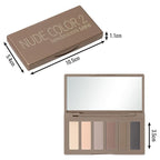 Nude Mini Eyeshadow Palette, 6 Colors Smoky Matte Taupe & Brown Neutral Eye Shadows, Highly Pigmented, Long-Lasting, Waterproof, Travel Size Makeup Palette with Mirror