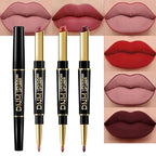 evpct 3Pcs Dark Deep Ruby Mauve Red Lip Liner and Lipstick Set Kit for Women Matte Matt 24 Hours Lipstick Pen and with Lip Liner Pencil Set Long Lasting 24 labial labiales mate 24 horas originales