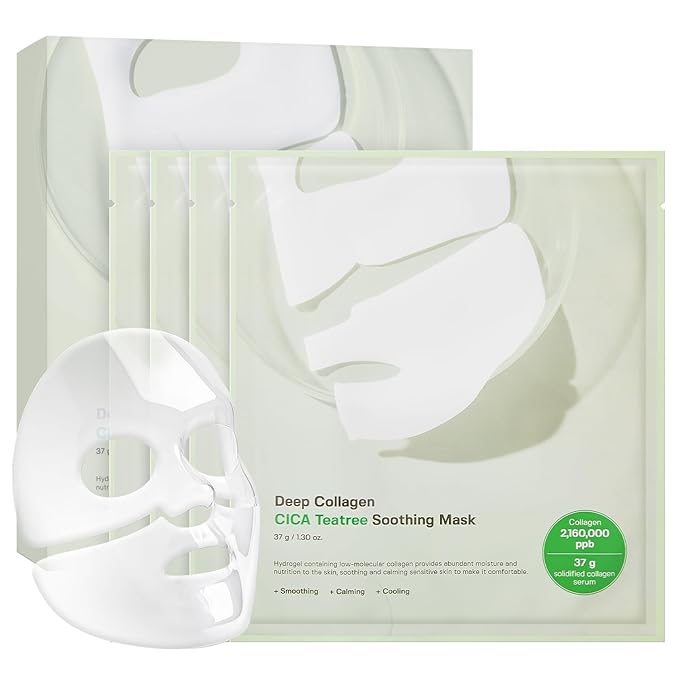 SUNGBOON EDITOR Deep Collagen CICA Tea Tree Overnight Mask | Acne Mask for Redness & Soothing | 2,160,000PPB Collagen + Tea Tree + Centella | Stocking Stuffers for Women | Korean Skincare, 4ea