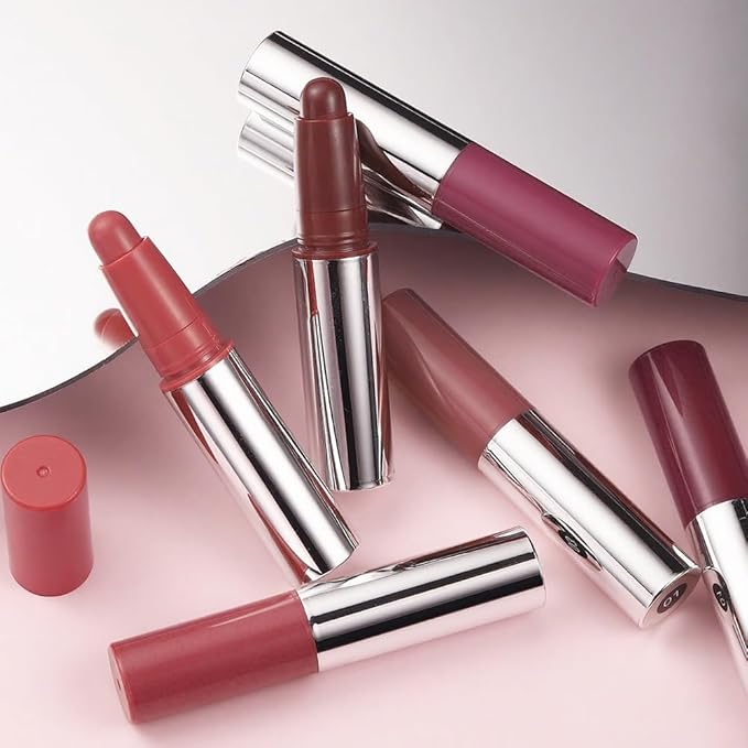 2Pcs Matte Lipstick Crayon Set for Women, Long Lasting Waterproof Velvet Lip Liner Pencil, High Pigment Creamy Lipstick, Longwear Non-Drying Lip Makeup Cruelty-free 24 Hours Original, 01#+04#