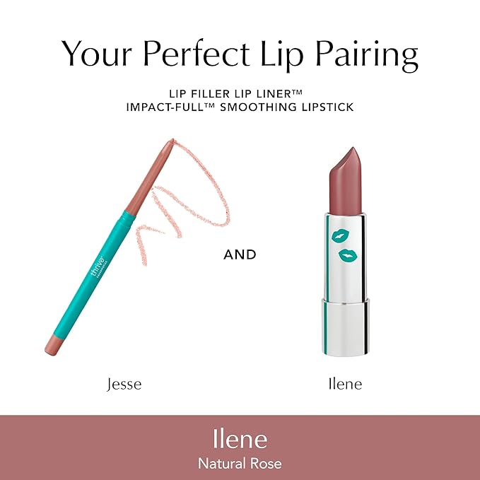 Thrive Causemetics Impact-FULL Smoothing Lipstick, Moisturizing Lip Makeup Essential with Vitamin E, Lightweight Creamy Lipstick for Women, Long Lasting, Vegan, Shade Ilene (Natural Rose)