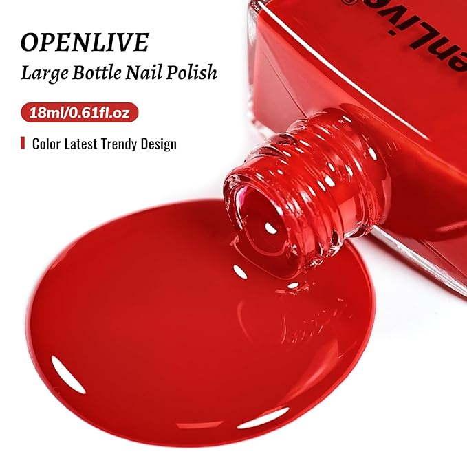 18ml Red Nail Polish Large Volume Quick Drying Nail Polish, Fast Drying and Long Lasting Color Nail Art DIY Home Manicure Gift for Women