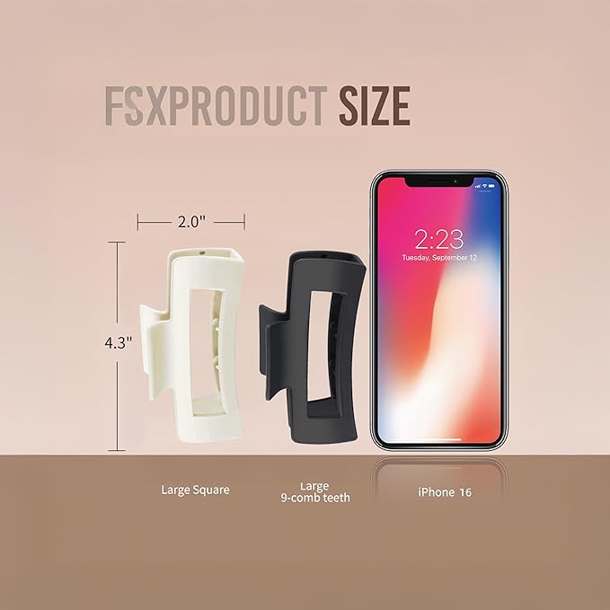 LuSeren 8 Pack White and Black Hair Clips for Women 4.3 Inch Large Hair Claw Clips for Women Thin Thick Curly Hair, Big Matte Banana Clips,Strong Hold jaw clips