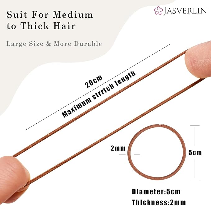 Thin Hair Ties Small Elastics Rubber Bands for Fine Thinner Medium Texture, Ponytail Holders Long Lasting Non Slip Braided Hairtie for Women Girl Curly 2mm 80 Pieces (Ginger)