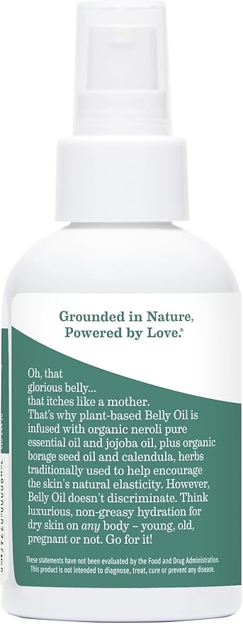 Earth Mama Belly Oil for Dry Skin | Calendula Skin Care Moisturizer Oil to Encourage Natural Elasticity and Help Prevent Stretch Marks During Pregnancy and Postpartum, 4-Fluid Ounce (3-Pack)