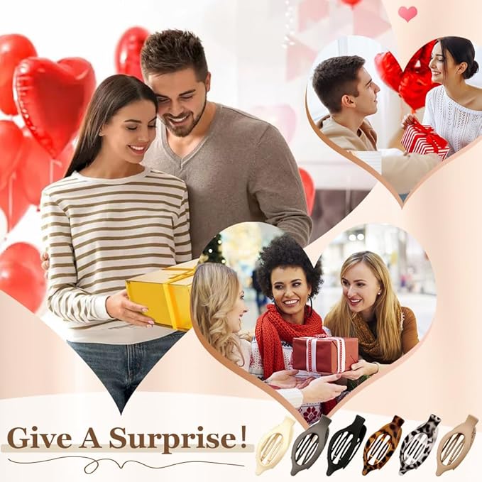 Flat Hair Clips for Women, French Hair Claw Clips for Thick, Thin, Long & Short Hair, Duck Billed Clips, No-Slip Grip Hair Styling Accessories for Women Girls Daily Use (MixB 6PCS)