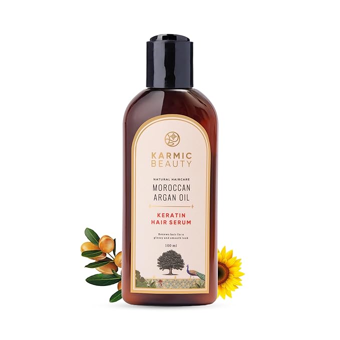 100% Organic Moroccan Argan Oil & Natural Keratin Luxurious Hair Serum | Get Smooth, Silky & Shiny Hair | Lightweight & Non-Greasy Formula | Sulfates & Parabens Free | 3.4 fl oz