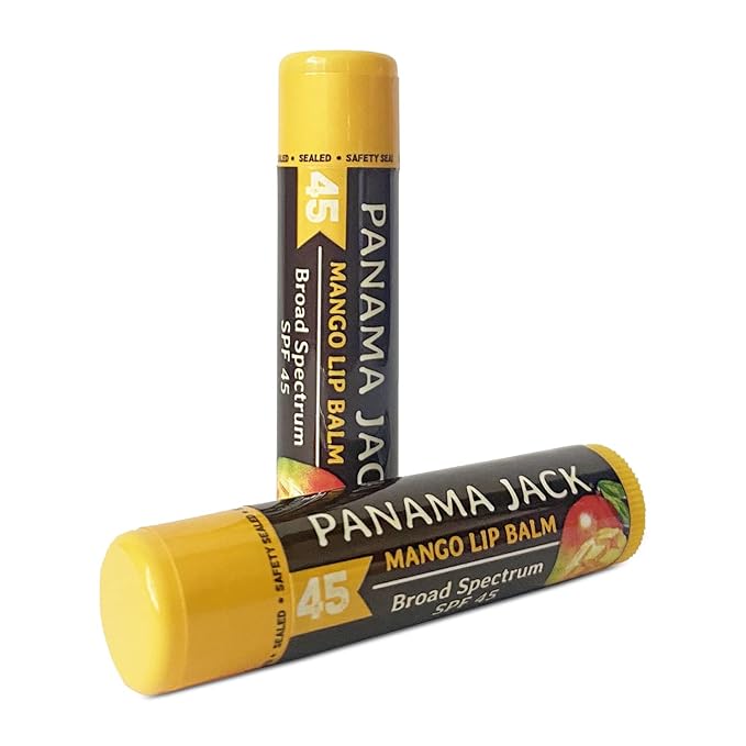 Panama Jack Sunscreen Lip Balm - SPF 45, Broad Spectrum UVA-UVB Sunscreen Protection, Prevents & Soothes Dry, Chapped Lips, Mango, 3-pack