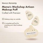 3-Pack Garlic Shape Makeup Puffs, High-Density Rubycell for Oil Control & Full Coverage, Firm PU Leather Backing for Flawless Cream Skin Finish, for Liquid & Cream Makeup & Storage Case