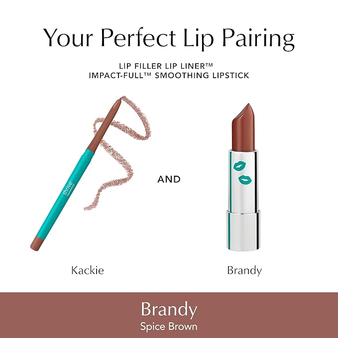 Thrive Causemetics Impact-FULL Smoothing Lipstick, Moisturizing Lip Makeup Essential with Vitamin E, Lightweight Creamy Lipstick for Women, Long Lasting, Vegan, Shade Brandy (Spice Brown)