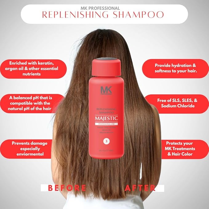 MK PROFESSIONAL Argan Oil Repair Shampoo for Dry Damaged Hair, Sulphate Free Keratin Hair Treatment, Moroccan Shampoo for Women & Men, Hydrating and Nourishing (All Hair Types) - 10.1 Fl Oz / 300 ml