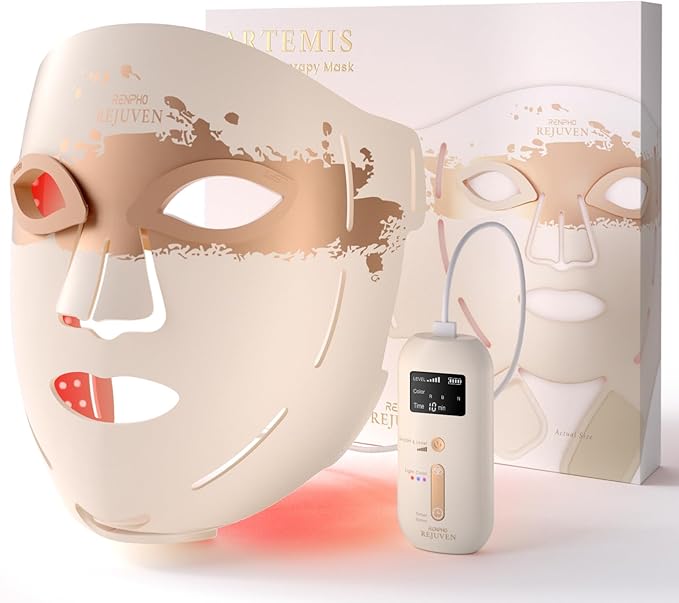 RENPHO Red Light Therapy Mask for Face 2026, Anniversary Christmas Gifts for Women Mom Wife, 324 LEDs Full Face Coverage & 3 Light Modes, Cordless LED Red Light Therapy Face Mask for Home Use & Travel