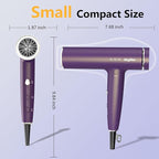 High Speed Plasma Ion Hair Dryer with Diffuser, Professional Blow Dryer 130000 RPM Brushless Motor for Fast Drying,1500W 3Temps/3Speeds Thermo-Control Lightweight Hairdryer for Women Home Travel Salon