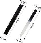 3 Pack Crystal Glass Fingernail File with Case for Natural Nail Professional Czech Glass File Double-Sided Etched Gentle Nail Care Stocking Stuffers for Women or Adults, Unique Gifts