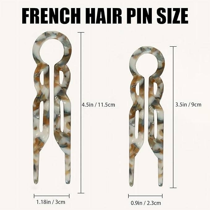 3PCS Prestige Hair Pin for Women, U-shaped Flat Clips, New French Hair Accessories HairPin, Strong Durable, Strong Hold Hair Fork for Women Buns, All Hair Styling Accessories Suitable (Medium 3.5in)