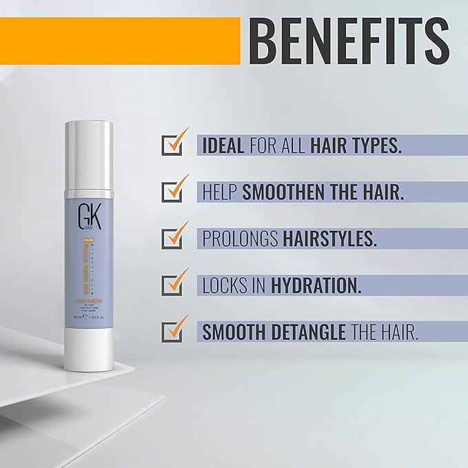 GK HAIR Global Keratin Moisturizing Shampoo and Conditioner Sets (10.1 Oz/300ml) with Leave In Cashmere Smoothing Styling Cream (1.69 Fl Oz/50ml) for Color Treated Dry Damaged Frizzy Hair