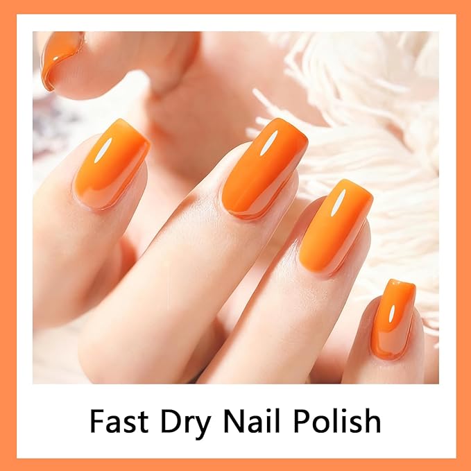 16.5ml Orange Nail Polish Large Volume Quick Drying Nail Polish, Fast Drying and Long Lasting Color Nail Art DIY Home Manicure Gift for Women