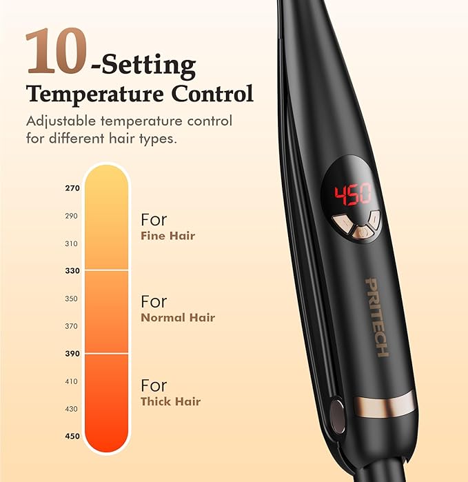 Small Flat Irons for Short Hair, 3/10" Thin Flat Iron for Short Hair, Pixie Cut and Bangs, Negative Ions Small Hair Straightener for Edges with 10th Adjustable Temp. Auto Shut Off