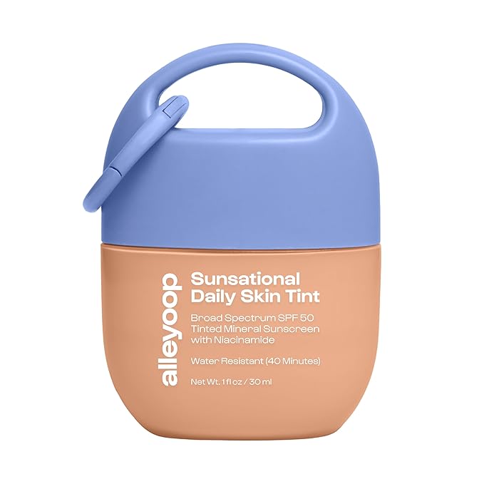 Alleyoop Sunsational Tinted Moisturizer SPF 50 for Face Broad Spectrum – 100% Mineral Face Sunscreen with Jojoba, Hydrating & Soothing Tinted Sunscreen, Vegan & Cruelty-Free (Shine)