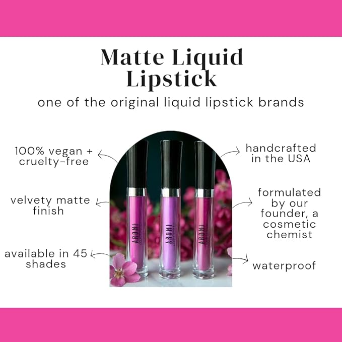 Aromi Matte Liquid Lipstick | Long-lasting, Smear and Smudge Proof, Waterproof, Paraben, Phthalate, & Gluten Free, Light Pink with Warm Undertones (Cherry Blossom)