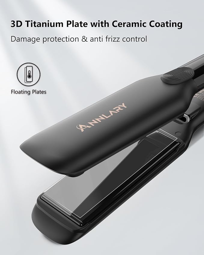 1.75 Inches Flat Iron Hair Straightener with Heat Resistant Silicone Mat Pouch, Professional Ceramic Ionic Dual Voltage Straightener for Less Frizz, Shinier & Smoother Hair