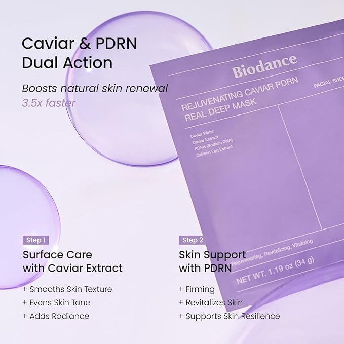 BIODANCE Soothing & Renewal Duo: Sea Kelp & Caviar PDRN Real Deep Overnight Gel Mask for Glass Skin, Korean Skincare Gift Set, Christmas Gift Stocking Stuffers