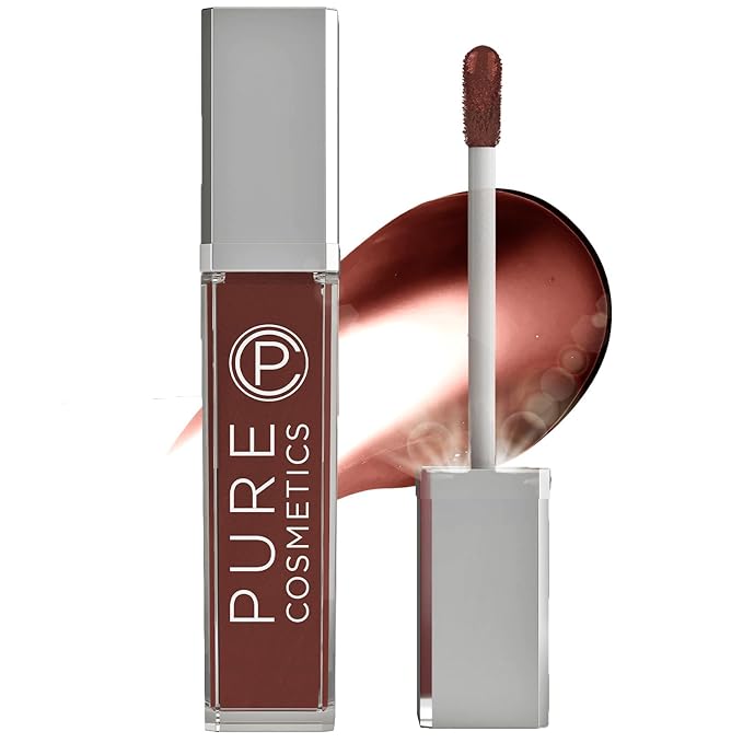 Pure Illumination Light-Up Lip Gloss with LED-Lit Applicator Brush + Side Mirror, Non-Sticky, Moisturizing Hydrating Lip Glosses with Lanolin, Jojoba Oil, & Vitamin E, Down to Earth